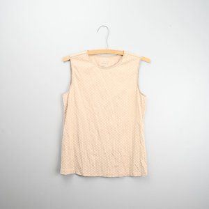 Christoper & Banks Tan / Polka Dot Scoop Neck Tank - Sz M - Layering Piece
